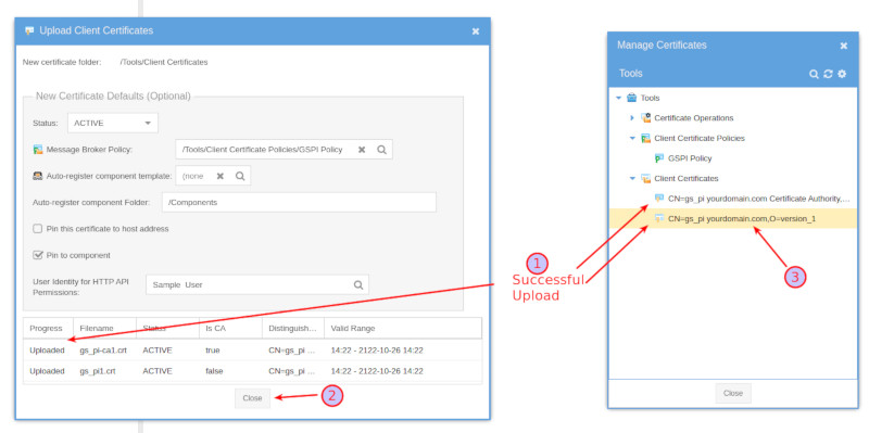 Managing MQTT Certificate Menu GroveStreams - MQTT Certificate Menu
