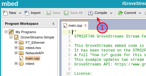 Compile STMicroelectronics GroveStreams Compile